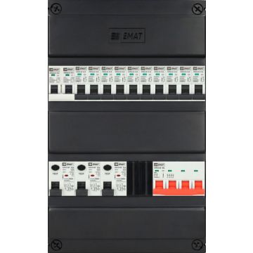 3F groepenkast EMAT 10 groepen - 1xHS 4P - 3xALS 2P - 1xF 2P - 360x220