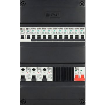 1F groepenkast EMAT 10 groepen - 1xHS 2P - 3xALS 2P - 1xF 2P - 360x220
