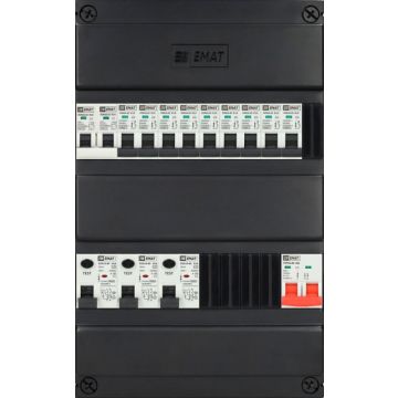 1F groepenkast EMAT 9 groepen - 1xHS 2P - 3xALS 2P - 1xF 2P - 360x220