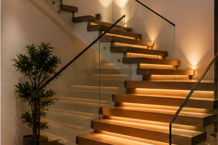 Moderne woning met geïntegreerde trapverlichting